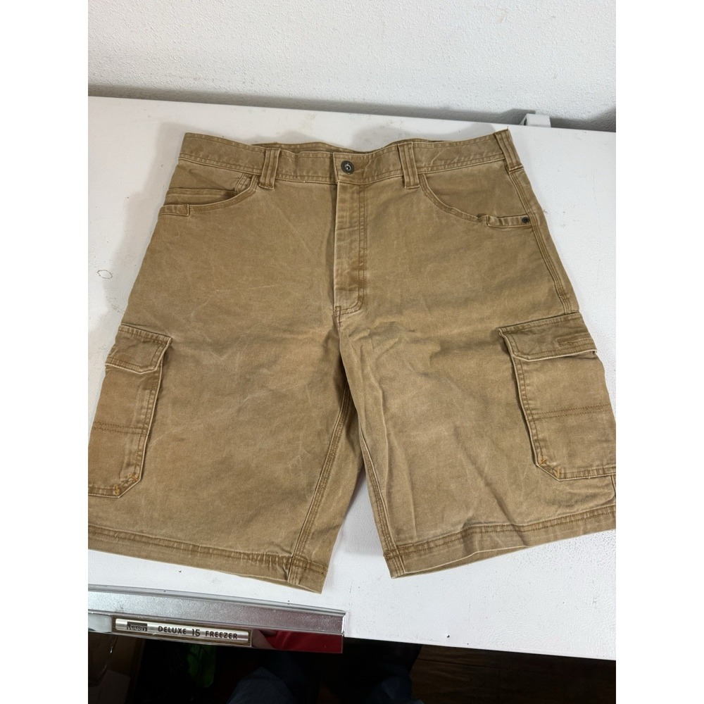 WALLS Ditchdigger Work Shorts 36 Carpenter Cargo Tan Stretch Canvas